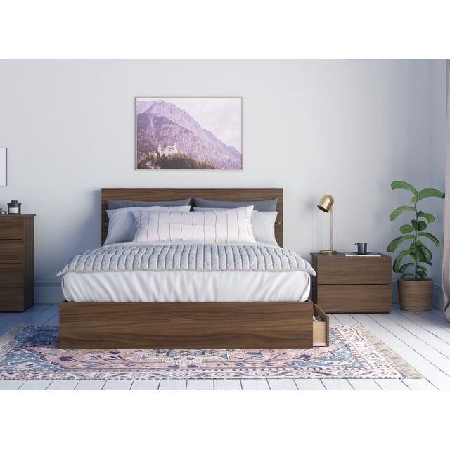 Nexera Ensemble de Chambre 3 Pcs avec Cadre de Lit, Brun, Grand Lit