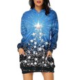 thumbnail image 2 of TIMIFIS Robe de Noël Moche pour Femmes Robe de Vacances à Manches Longues Père Noël Flocon de Neige Graphique Midi Robe Chandail Automne Hiver avec Poches, 2 of 4