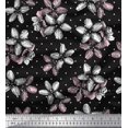 thumbnail image 1 of Soimoi Black Modal Satin Fabric Dot & Floral Print Fabric by Yard 42 Inch Wide, 1 of 3