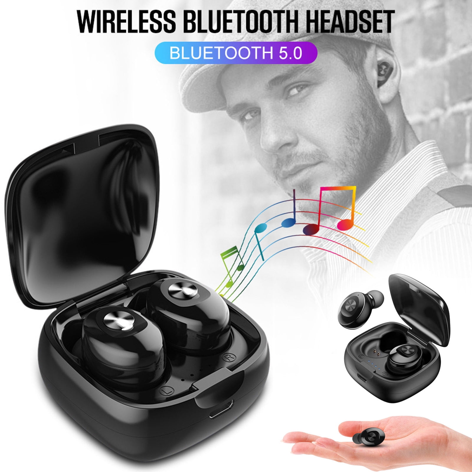Dpityserensio Wireless Bluetooth 5.0 Earphones TWS-Headphones Stereo In Ear Earbuds Headset