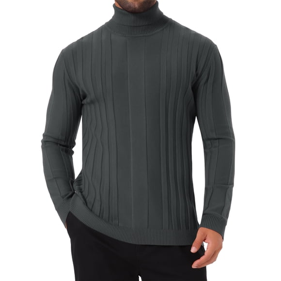 INSPIRE CHIC Men's Turtleneck Sweaters Solid Color Turtle Neck Warm Knitted Pullover Sweaters S Dark Gray