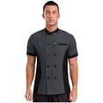 thumbnail image 1 of TiaoBug Unisex Chef Jacket Double Breasted Short Sleeve Chef Coat Hotel Restaurant Kitchen Work Wear Gray S, 1 of 5