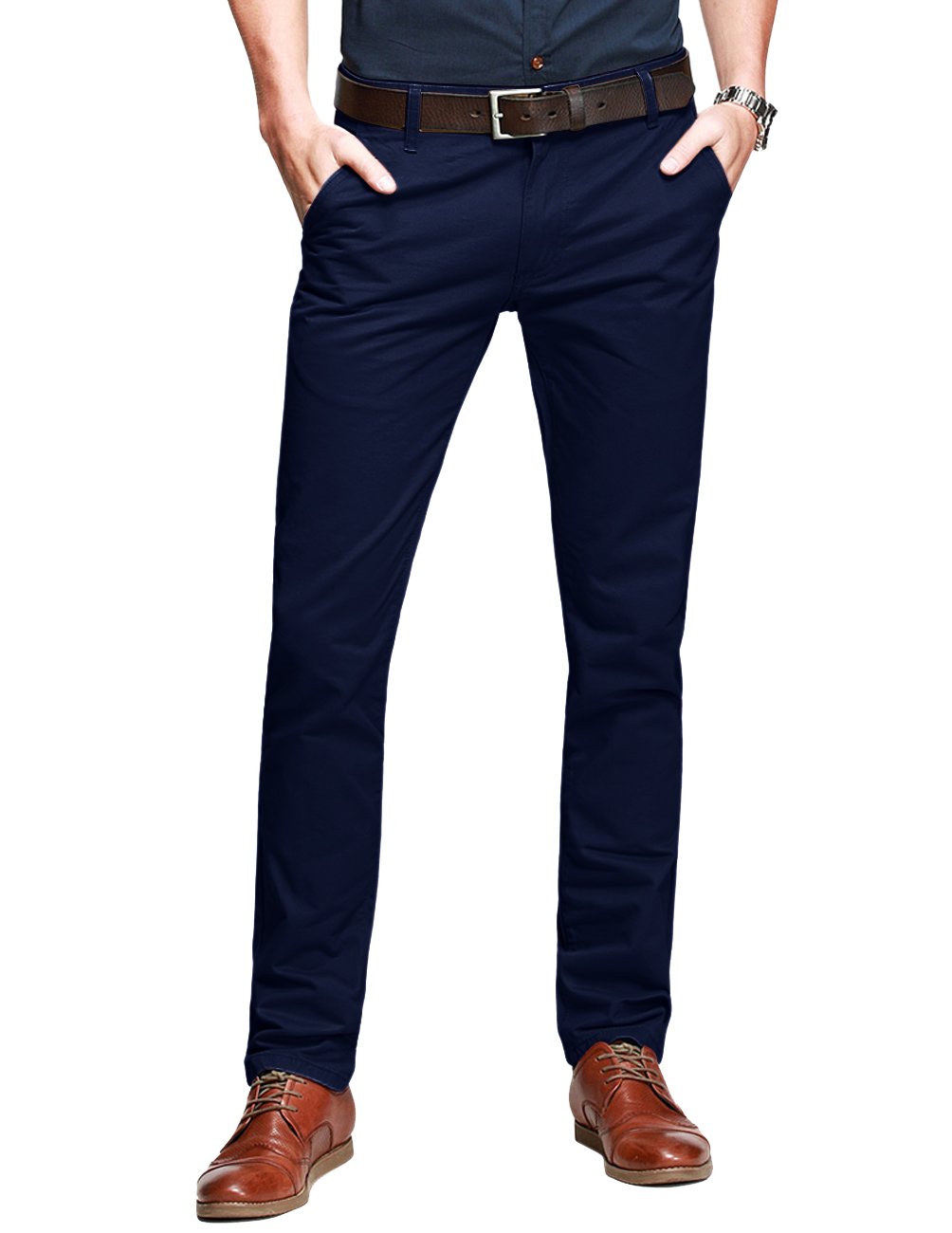 Matchstick Pantalon Décontracté Confortable à Taille Élastique pour Homme