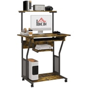 HOMCOM 32" Computer Desk Mobile Home Office Desk with Keyboard Tray Shelf