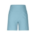 thumbnail image 3 of Liquidation d'Économies d'Été 2025! BOVXNPU Bermudas pour Femmes Grande Taille, Shorts en Sergé Extensible Longueur Genou pour Femmes, Bermudas de Randonnée Réguliers en Sergé Extensible Uni à Taille Fine à Enfiler avec Poches, 3 of 4