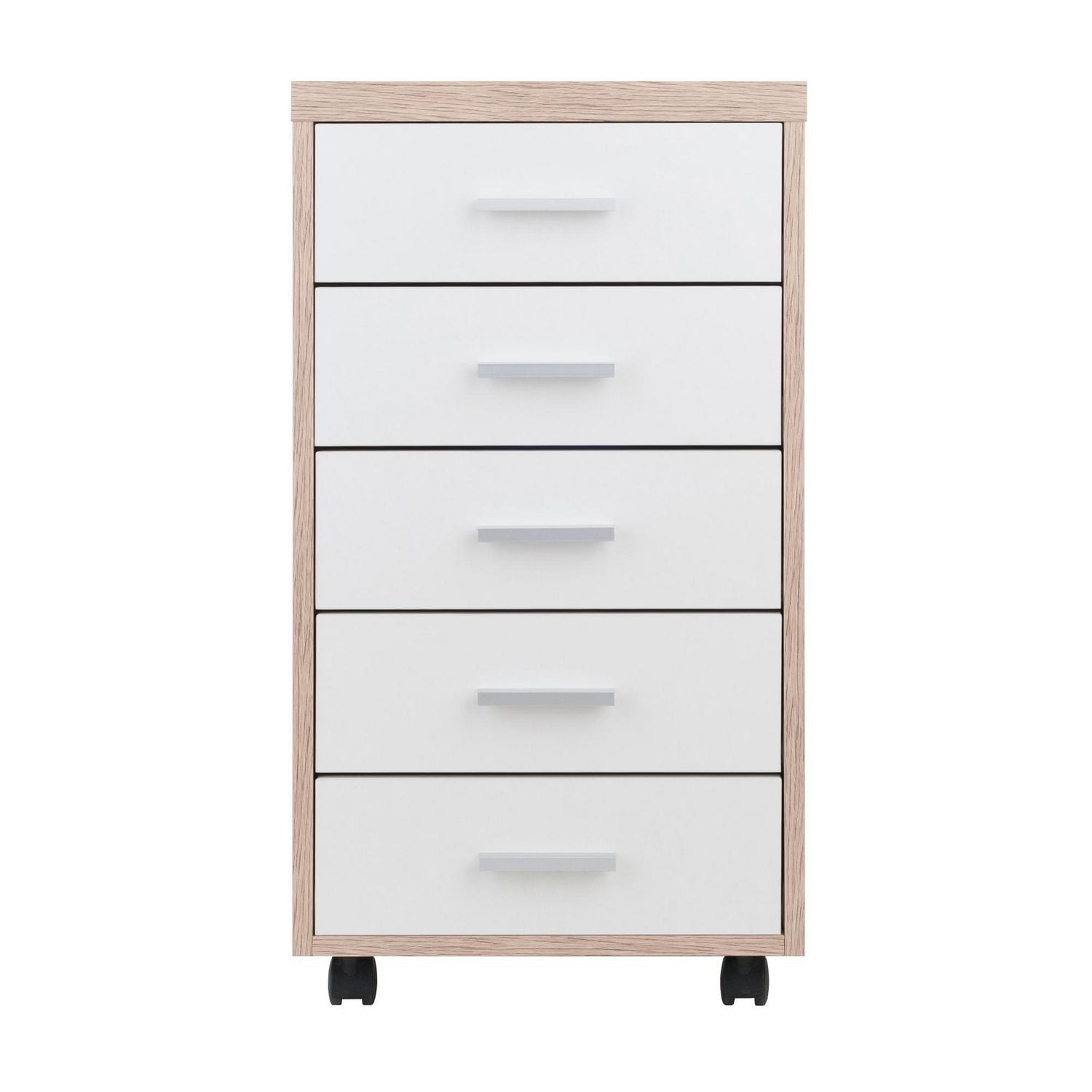 Winsome Kenner Mobile Storage Cabinet, 5 Drawers, Reclaimed Wood/White Finish