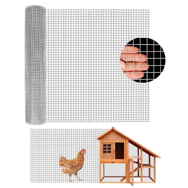 Galvanized Hardware Cloth – 19 Gauge, 1/2 Inch Mesh Welded Wire Roll for Garden Fence, Animal Barrier, Poultry Netting, Rust Resistant & Durable – Silver, Size: 1.2x30m, Color: A-Silver