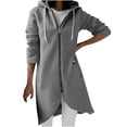 thumbnail image 4 of Pisexur Shacket Jacket Women Solid Color Hoodie Zipper Long Sleeve Sweatshirt Irregular Hem Long Coat Top With Pockets Pocketed Shirts Fall Jacket Shackets, 4 of 8