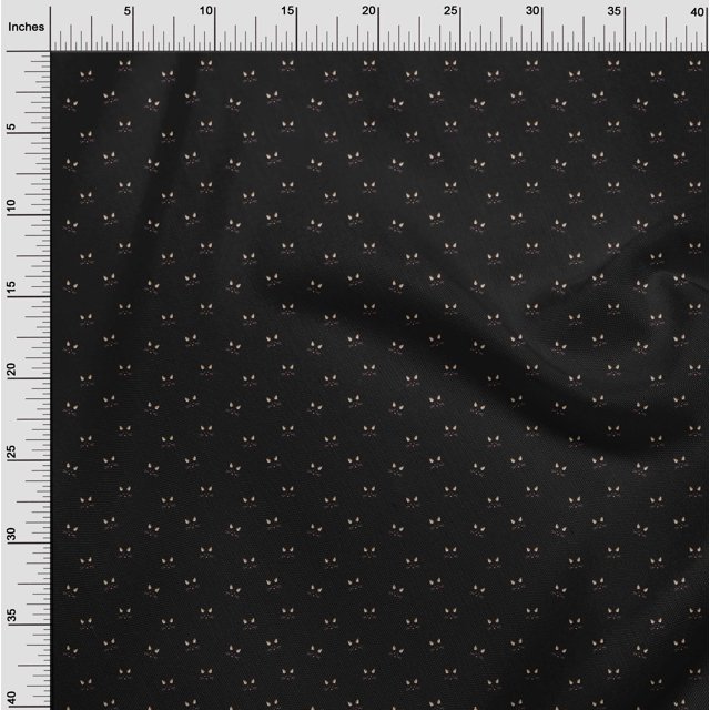 oneOone Cotton Poplin Fabric Cat Face Animal Print Fabric by Yard 42 Inch Wide