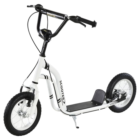 Aosom Trottinette, trottinette pour Ados avec Guidon à Hauteur Réglable, Blanc