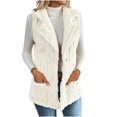 thumbnail image 2 of EGNMCR Sans Manches Sans Capuche Manteaux et Vestes Décontractés pour Femmes Uni Décontracté Col Rond Manches Longues Chandail à Enfiler Chandail Tricoté à Enfiler Mode d'Automne Graphique Hauts au Crochet Vêtements Hippies Femmes Gilet en Peluche, 2 of 8