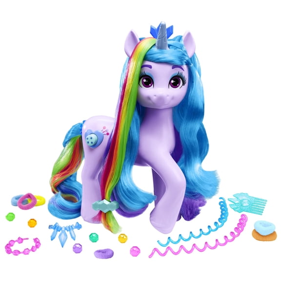 My Little Pony: Tell Your Tale Rainbow Styles Izzy Moonbow, Hair Styling Figure with Sounds, 9.5-inch Unicorn Toys for Girls and Boys Ages