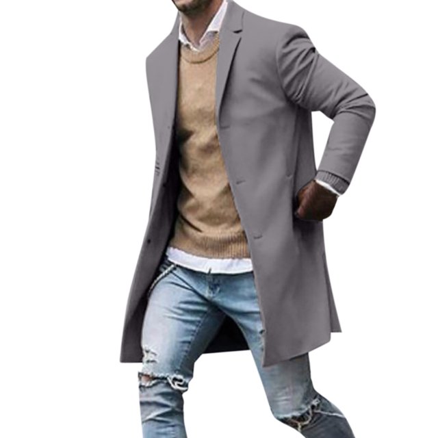 Qertyioot Hauts pour Hommes Automne Hiver Décontracté Manches Longues Bouton Veste Mode