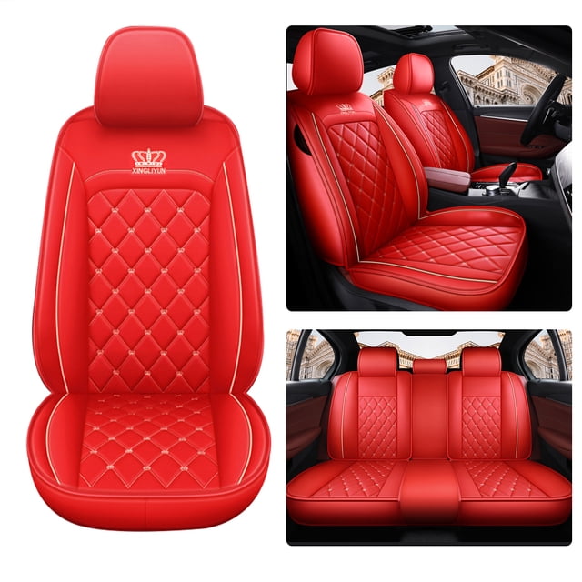 Maidao Car Seat Covers Universal Fit for BMW for X1 2017-Present 5 Seats Water Resistant Front Rear Cushion Protector Red