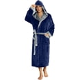 thumbnail image 1 of U2SKIIN Mens Fleece Robe with Hood, Mid Length Plush Shawl Collar Two Tone Bathrobe,(Navy/Light Grey,L-XL), 1 of 5