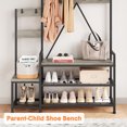thumbnail image 3 of Multifunctional Industrial Hall Tree Coat Rack – Freestanding Entryway Organizer with Bench, 10 Hooks, 5-Tier Shelves, Metal Frame for Hallway, Bedroom, Living Room, Grey, 3 of 8