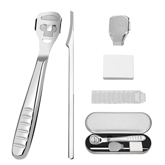 Hearth & Gear Remover Foot Scraper Stainless Steel Slicer Rasp Hard Skin Remover Foot Rasp Pedicure Foot Care Tool With 10 Replacement For Wet & Feet Care Products Face Skin Foot Pedicure Remover Feet