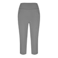 thumbnail image 2 of Womens Knee Length Leggings High Waisted Yoga Workout Exercise Capris For Casual Summer With Pockets, 2 of 6
