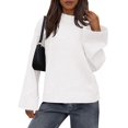 thumbnail image 1 of Women'S Long Sleeve Ribbed Knit Loose Pullover Sweater Tops Fuzzy Knit Casual Chunky Fall Outfits Clothes White L, 1 of 9