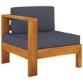 thumbnail image 1 of vidaXL Middle Sofa with 1 Armrest Dark Grey Solid Acacia Wood, 1 of 6