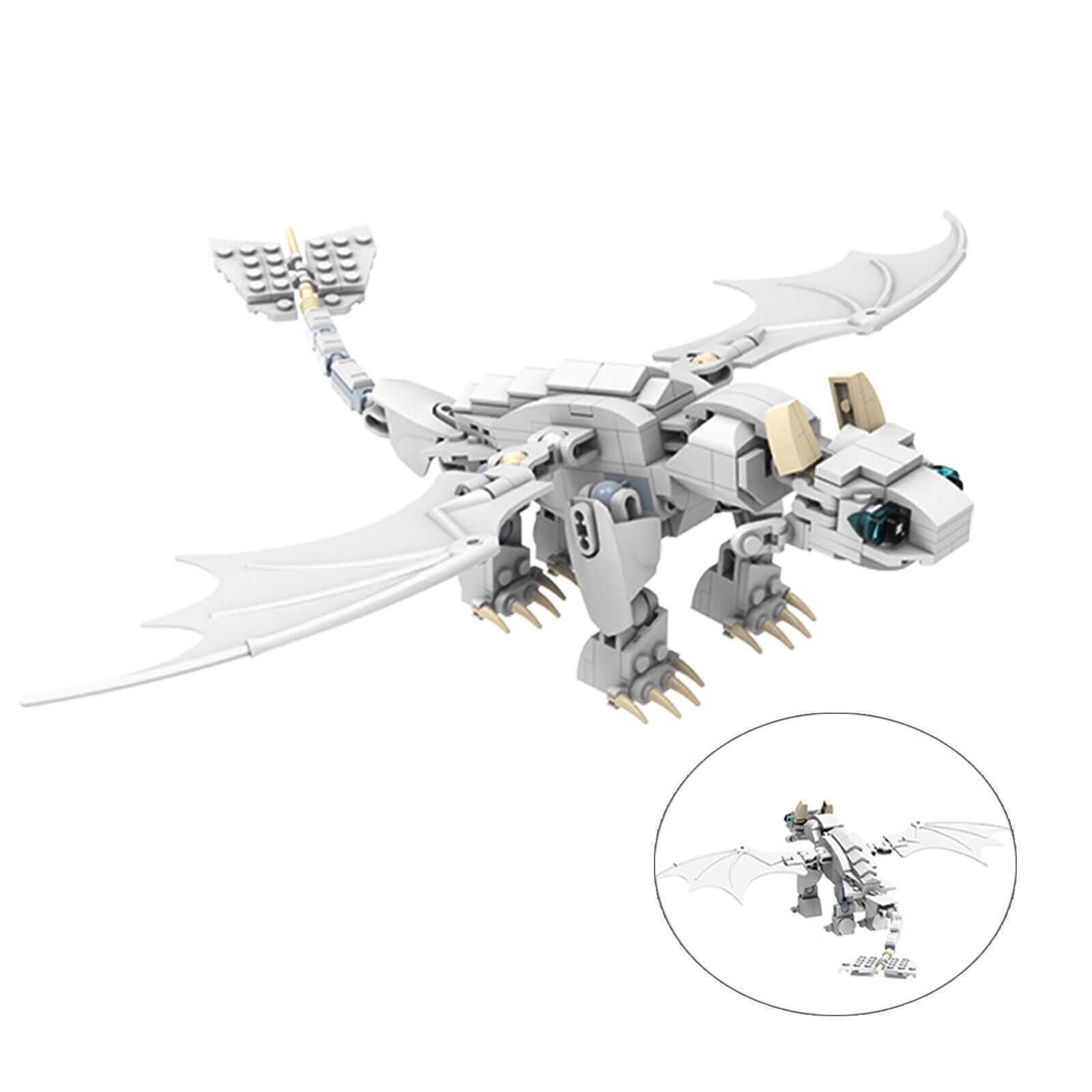 Toothless Night Light Fury Dragon Building Blocks Set MOC Bricks Educational Toy 233pcs White