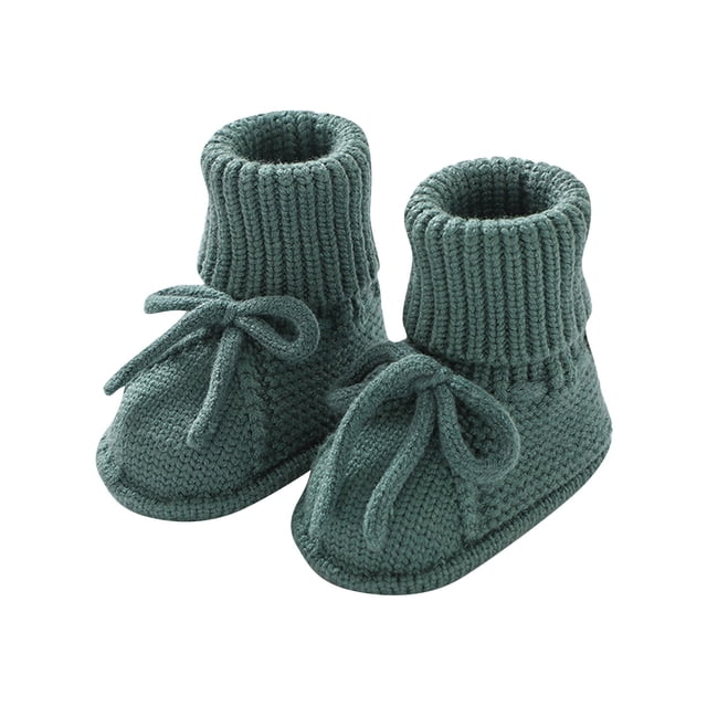 RXIRUCGD Baby Solid Color Knitted Walking Shoes Slip Socks( Green, Size:9 )