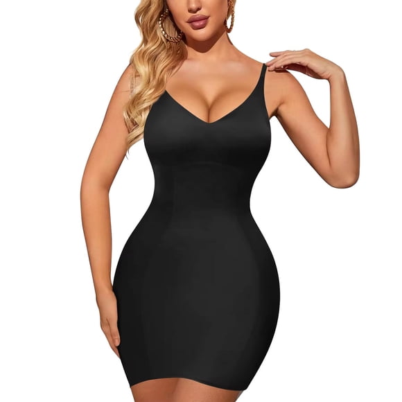 Milaget Women Shapewear with Adjustable Spaghetti Strap Comfort Breathable Body Shaper V Black XXXL