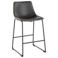 thumbnail image 2 of Heavenly Collection Counter Height Stool Set of 2, Black Upholstered Seat with Black Metal Base, Modern Kitchen Counter Seating, 2 of 9