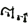 thumbnail image 1 of Kingston Brass KB7795BLBS Double Handle 8" Widespread Kitchen Faucet with Brass Sprayer, 1 of 2