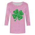 thumbnail image 4 of St. Patricks Day Ladies' St. Patricks Day Printed Round Neck Three Quarter Sleeve 3/4 Sleeve T-Shirt Loose Top, 4 of 6