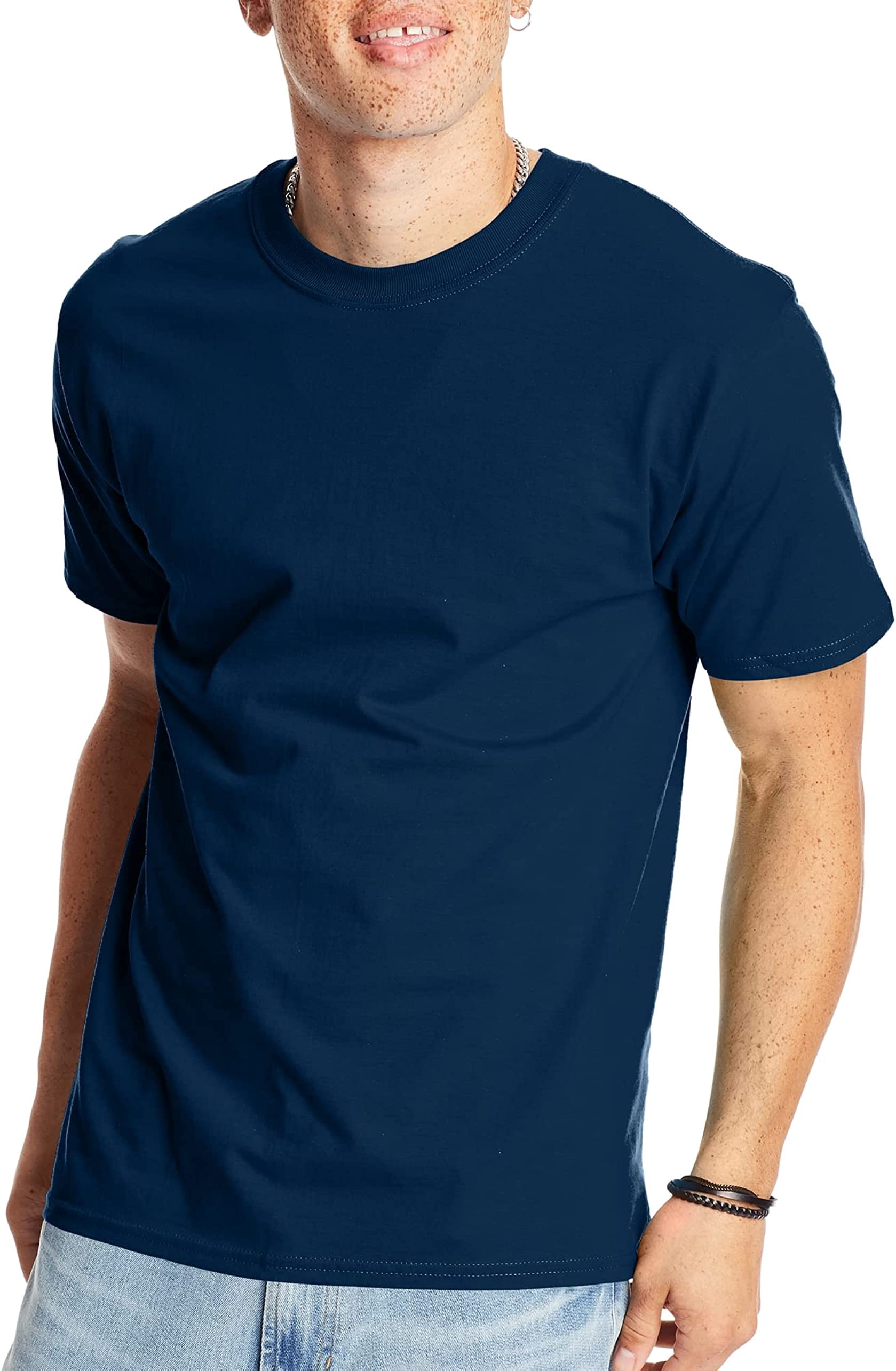 Hanes Mens Beefy-T Classic Crewneck Cotton Tee, XL, Navy