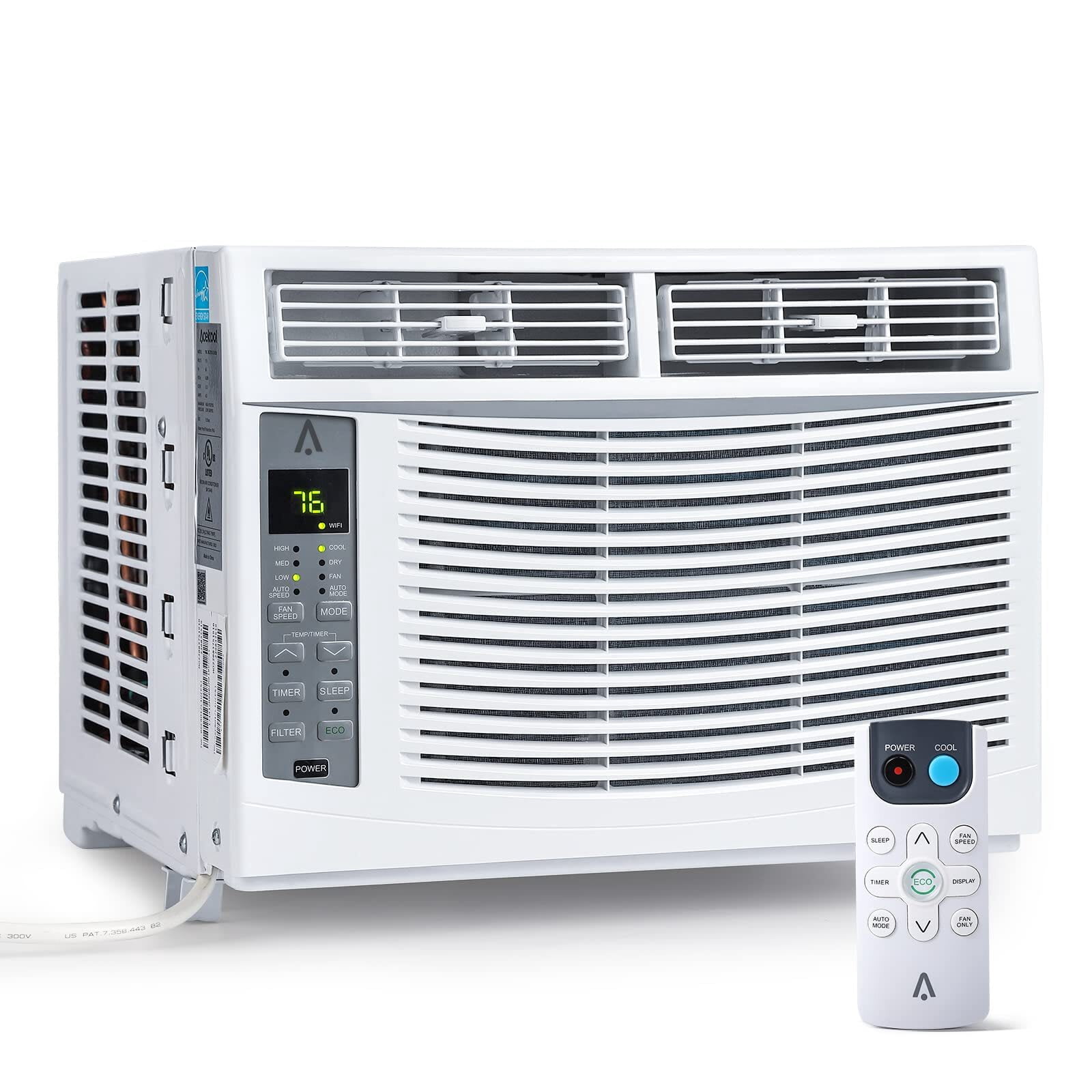 Ourlova Window Air Conditioner 6000 BTU Cools 250 Sq Ft Wifi Enabled Smart AC with Remote App Control Easy Install Kit Energy Efficient Cooling for Large Rooms White