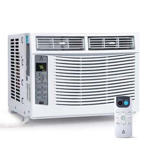 Ourlova Window Air Conditioner 6000 BTU Cools 250 Sq Ft Wifi Enabled Smart AC with Remote App Control Easy Install Kit Energy Efficient Cooling for Large Rooms White