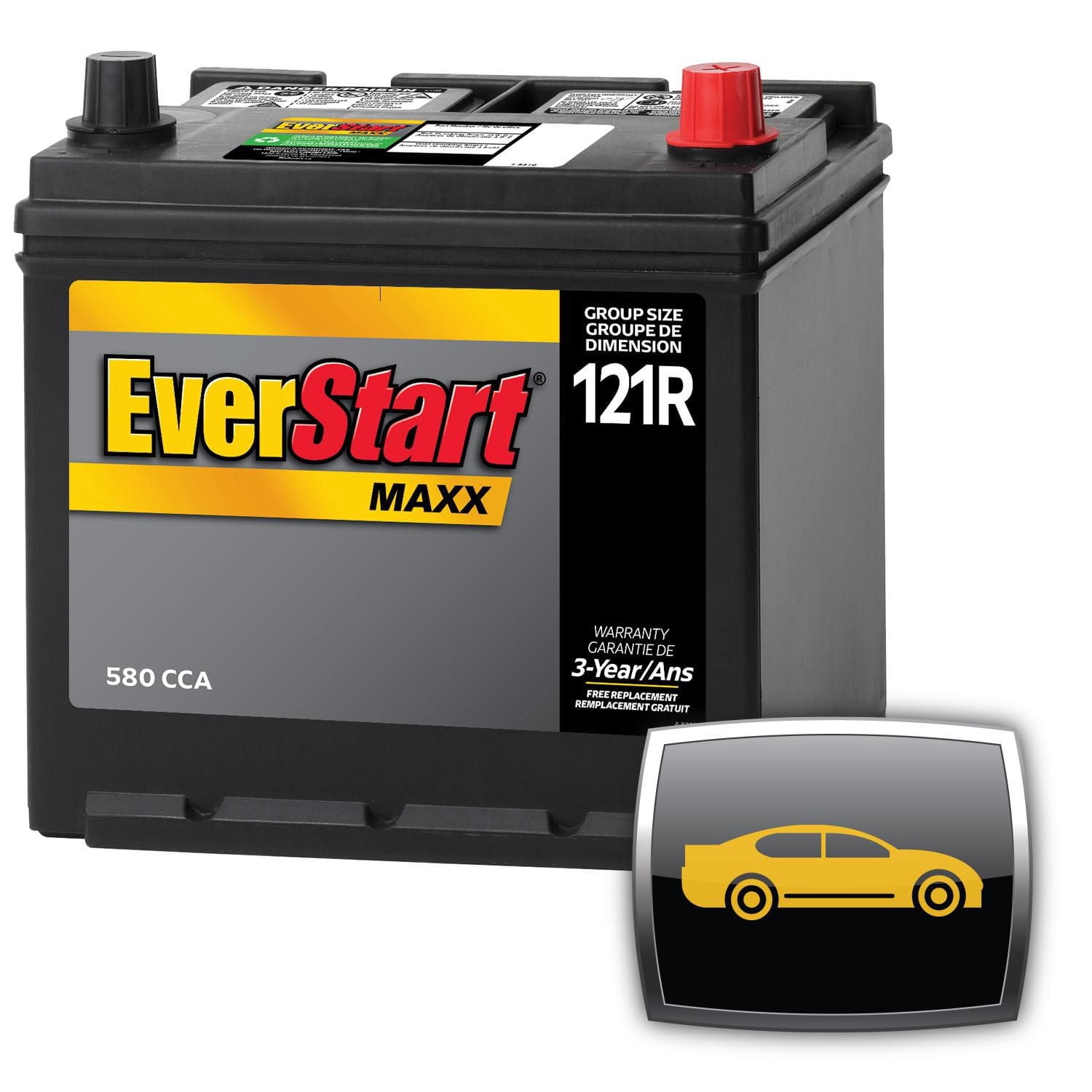 EverStart Auto Maxx-121R, 12 Volt, Car Battery, Group Size 121R, 550 CCA