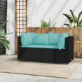 thumbnail image 1 of vidaXL Garden Corner Sofas with Cushions 2 pcs Black Poly Rattan, 1 of 5