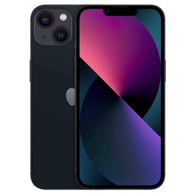 Restored Apple iPhone 13 128GB Unlocked Smartphone in good condition, featuring a 6.1-inch Super Retina XDR display with 2532 x 1170 resolution, dual-camera system, and A15 Bionic chip. The phone shows slight signs of wear, such as small scuffs or scratches, and has a battery life of at least 85% of the new equivalent. Includes a 30-day return and 90-day replacement warranty.