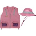 thumbnail image 1 of Cargo Vest for Kids with Reflective Straps & Bucket Hat with Chin Strap - pink - S/M, 1 of 3