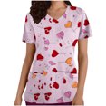 thumbnail image 2 of LSLJS Fashion Woman Solid V--Neck Short Sleeve T-Shirt Printing Loose Blouse Tops, Womens Plus Scrubs, 2 of 5