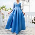 thumbnail image 1 of EGNMCR Robes de Soirée pour Femmes, Robes Formelles pour Femmes, Robes de Cocktail pour Femmes Mode Femmes Col en V Manches Mi-Longues Uni Paillettes Fente Haute Manches Longues Robe de Soirée Longue Robe de Cocktail Femmes Robe, 1 of 8