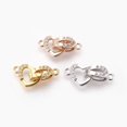thumbnail image 1 of HLONK 5Set Brass Micro Pave Cubic Zirconia Fold Over Clasps Flat Round Clear Real Platinum Plated 32mm Inner  4.5mm, 1 of 4