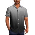 thumbnail image 1 of Pisexur Shirts for Man T Hommes Mode Décontractée Col Rabattu Impression Dégradée Manches Courtes Chemise Blouse Gris Foncé, Chemises de Golf Hommes & Chemises Hommes, 1 of 7