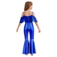 thumbnail image 2 of vastwit Combinaison Short à Paillettes Scintillantes à Franges pour Filles, Bretelles Spaghetti, Sans Manches, Évasée, Combinaison, Robe de Demoiselle d'Honneur pour Fête, Bleu Royal, 14, 2 of 5