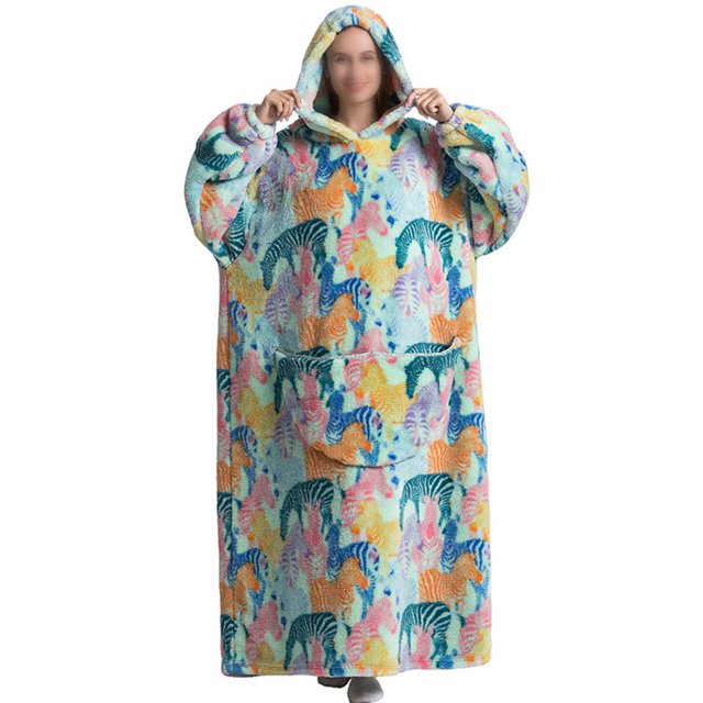 LUXUR Chemises de Nuit à Capuche pour Femmes, Robe de Nuit, Robe de Sommeil, Imprimé Zèbre