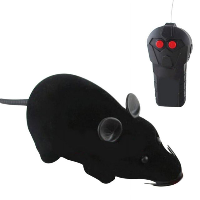 MesaSe Electronic Wireless Remote Control Rat Plush Mouse Toy for Cats Dogs Pets Kids Novelty Gift Brown