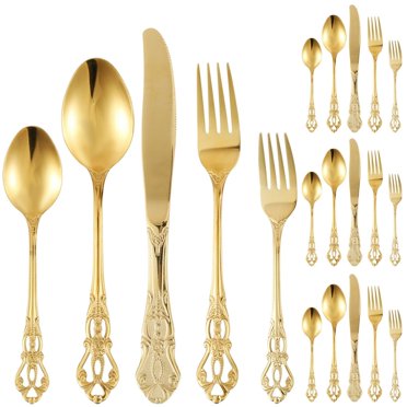POINTERTECK Ensemble de 20 Pcs de Couverts en Acier Inoxydable Ensemble de Coutellerie Rétro Royal Western Vaisselle Ensemble de Couverts avec Coupeur Cuillère Fourchette Ustensiles de Cuisine Antirouille Va au Lave-Vaisselle pour la Cuisine à la Maison