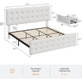 thumbnail image 2 of King Size Bed Frame with 4 Storage Drawers and Headboard, Faux Leather Upholstered Platform Bed Frame with Wooden Slats Support, Button Tufted Design, No Box Spring Needed, White, 2 of 9