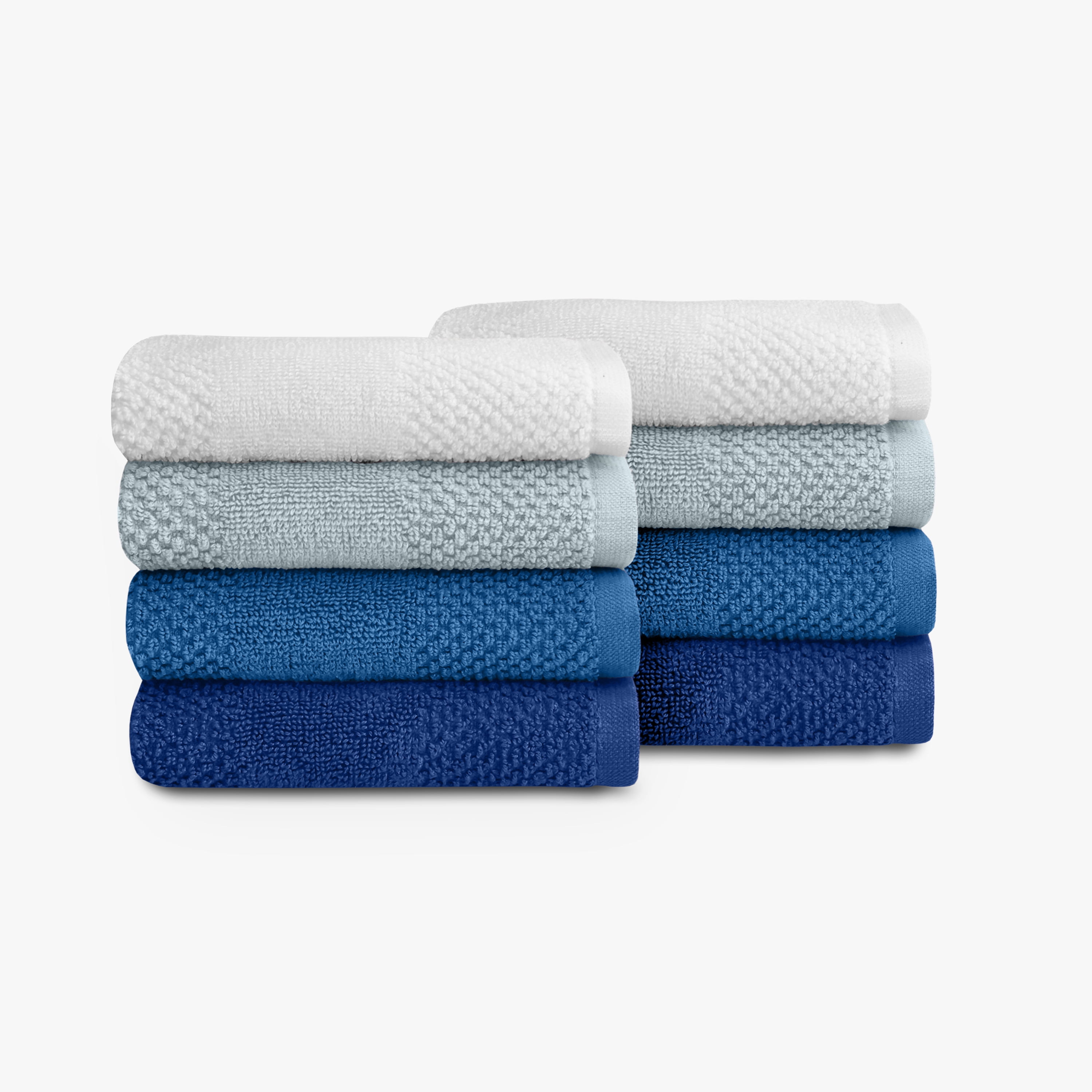 Mainstays Kids Lot de 8 gants de toilette, doux et résistants, 100 % coton, bleus