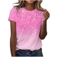 thumbnail image 2 of Jsaierl T-Shirts à Manches Courtes Dégradés à Imprimé Scintillant pour Femmes Col Rond Tops de Boîte de Nuit de Fête d'Été Tendance, 2 of 4