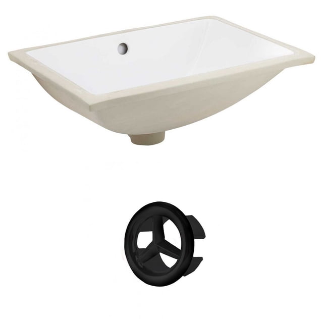20.75-in. W CSA Rectangle Bathroom Undermount Sink Set In White - Black Hardware AI-20534