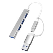 Mini USB Hub Extensions, 4 Port USB 3.0 Hub, 2.0 Hub, USB Adapter Station, Ultra Slim Portable Data Hub, USB Splitter Aluminum